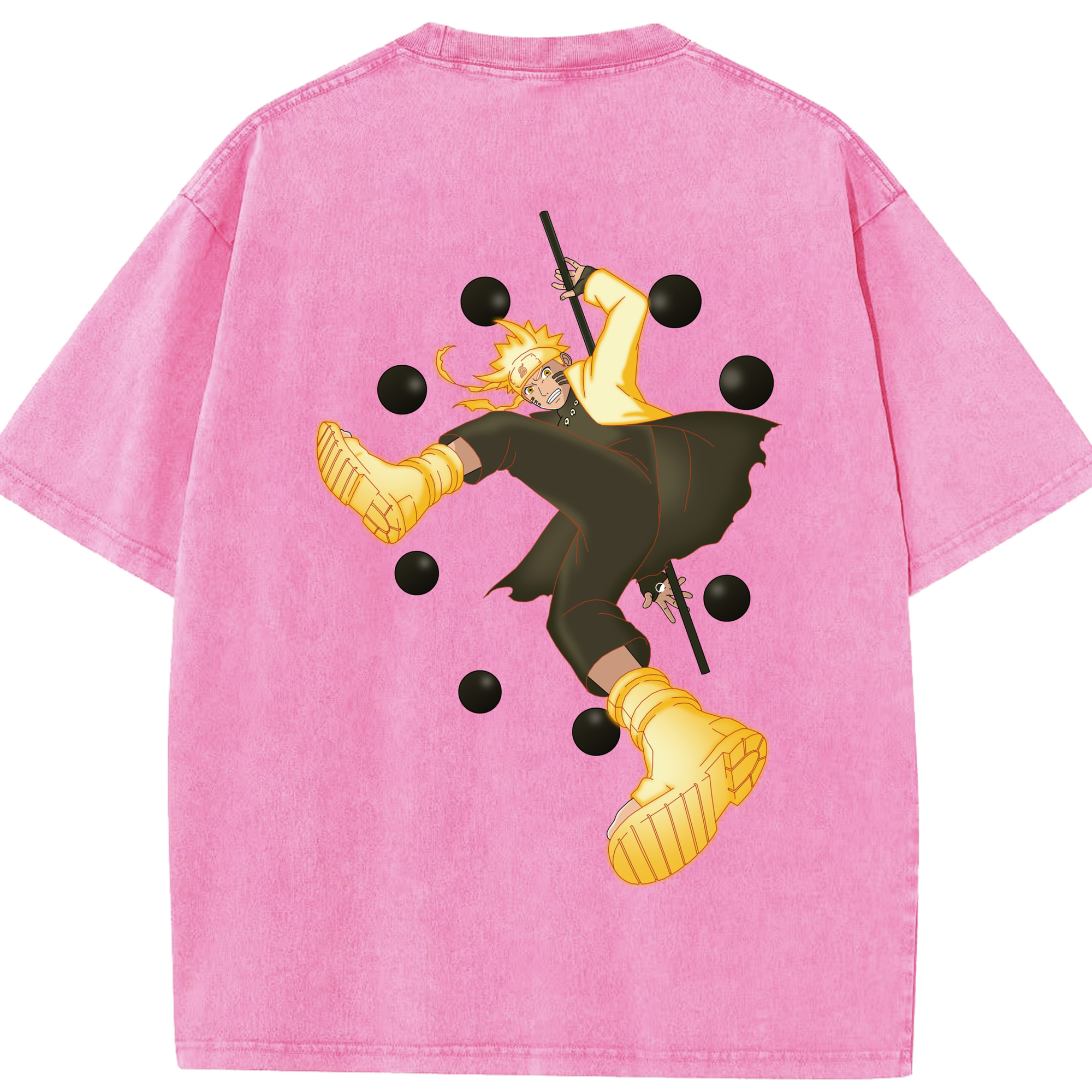 （画像用） NARUTO -ナルト- うずまき ナルト Uzumaki Naruto 綿100% ヴィンテージ風 半袖Tシャツ（背面プリント）